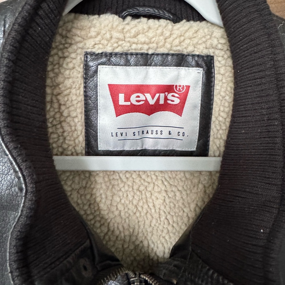 Levi's Dark Leather Bomber Jacket - Picture 2 of 11